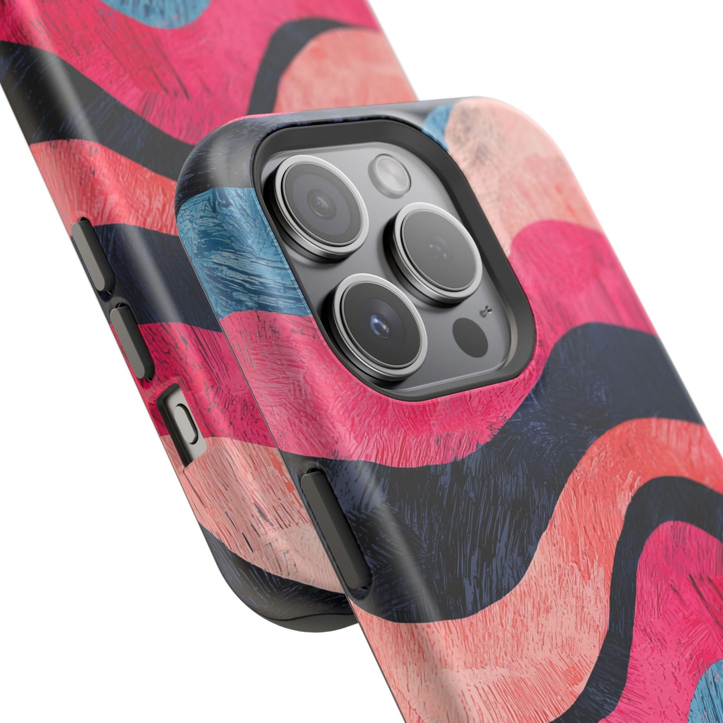 Abstract Wave Pattern MagSafe iPhone Case – Shockproof, Matte Finish, Dual-Layer Protection