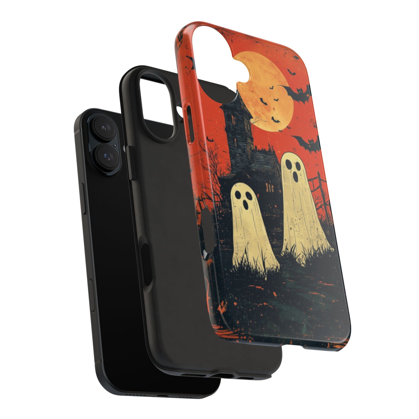 Haunted House & Ghosts iPhone Case – Spooky Halloween Full Moon Design