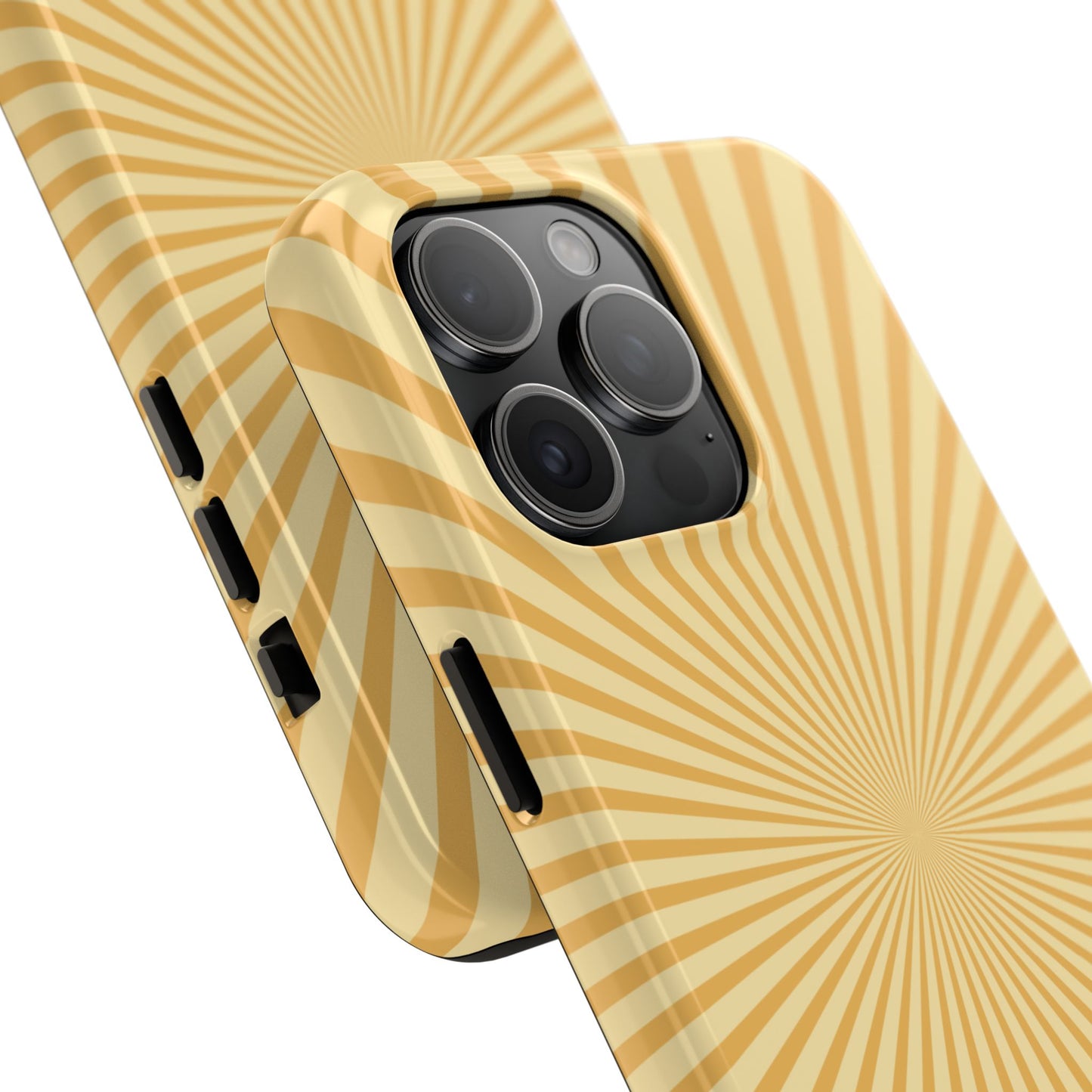 Golden Sunburst iPhone Case – Retro Radiant Design with Dual-Layer Protection