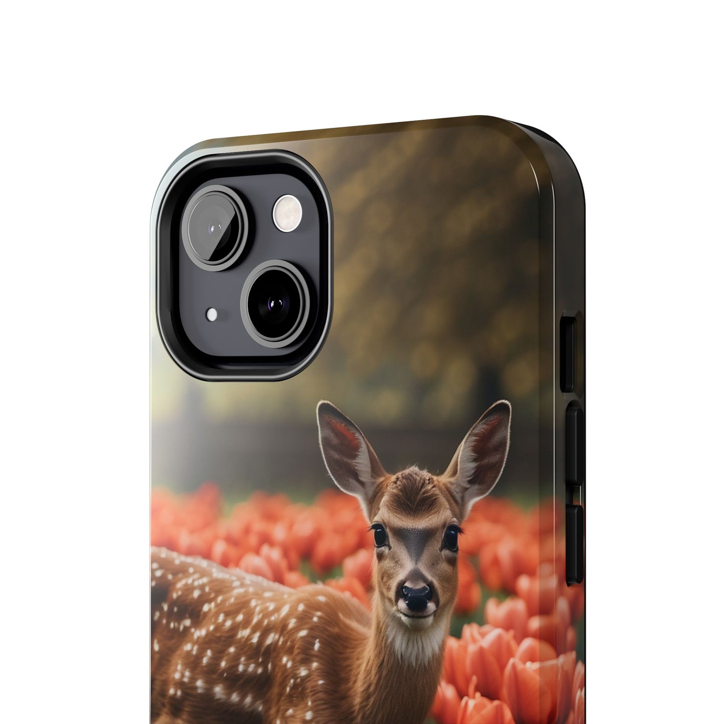 Fawn Among Tulips iPhone Case