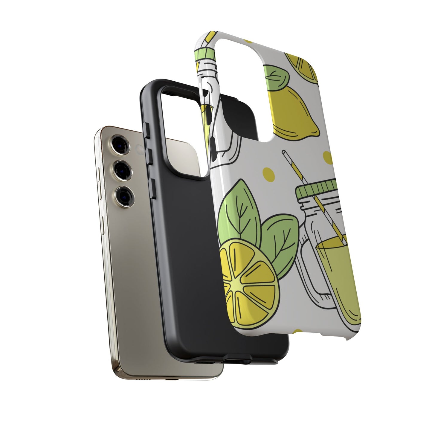 Lemonade Love Tough Samsung Galaxy Case – Fun Lemon Mason Jar Design, Dual-Layer Protection