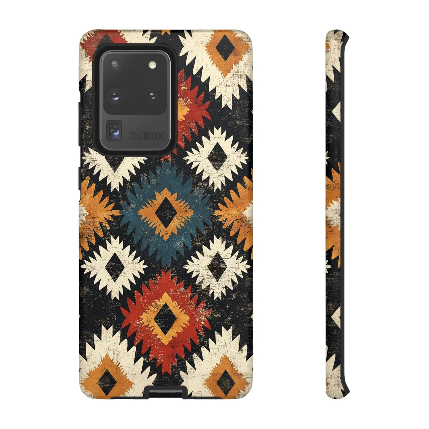 Rustic Tribal Sunburst Tough Samsung Galaxy  Case – Vibrant Geometric Design, Dual-Layer Protection