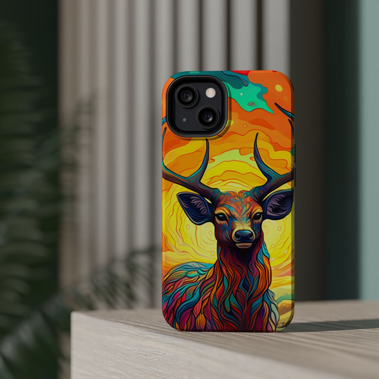 Vibrant Stag in Bloom – MagSafe iPhone Case