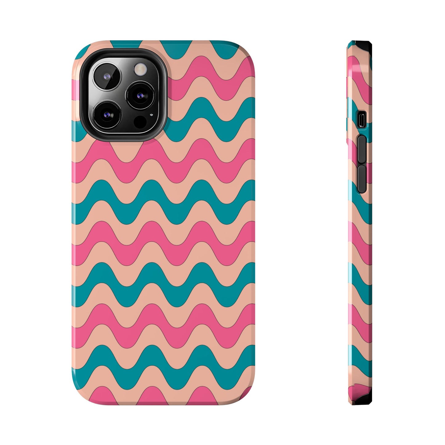 Retro Waves Pattern iPhone Case – Shockproof Design with Dual-Layer Protection