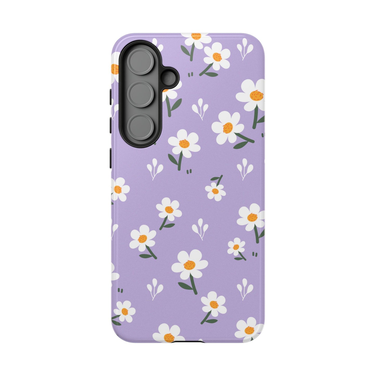 Purple Daisy Garden Samsung Galaxy Case – Soft Lavender Background, Shockproof Protection with Slim Fit