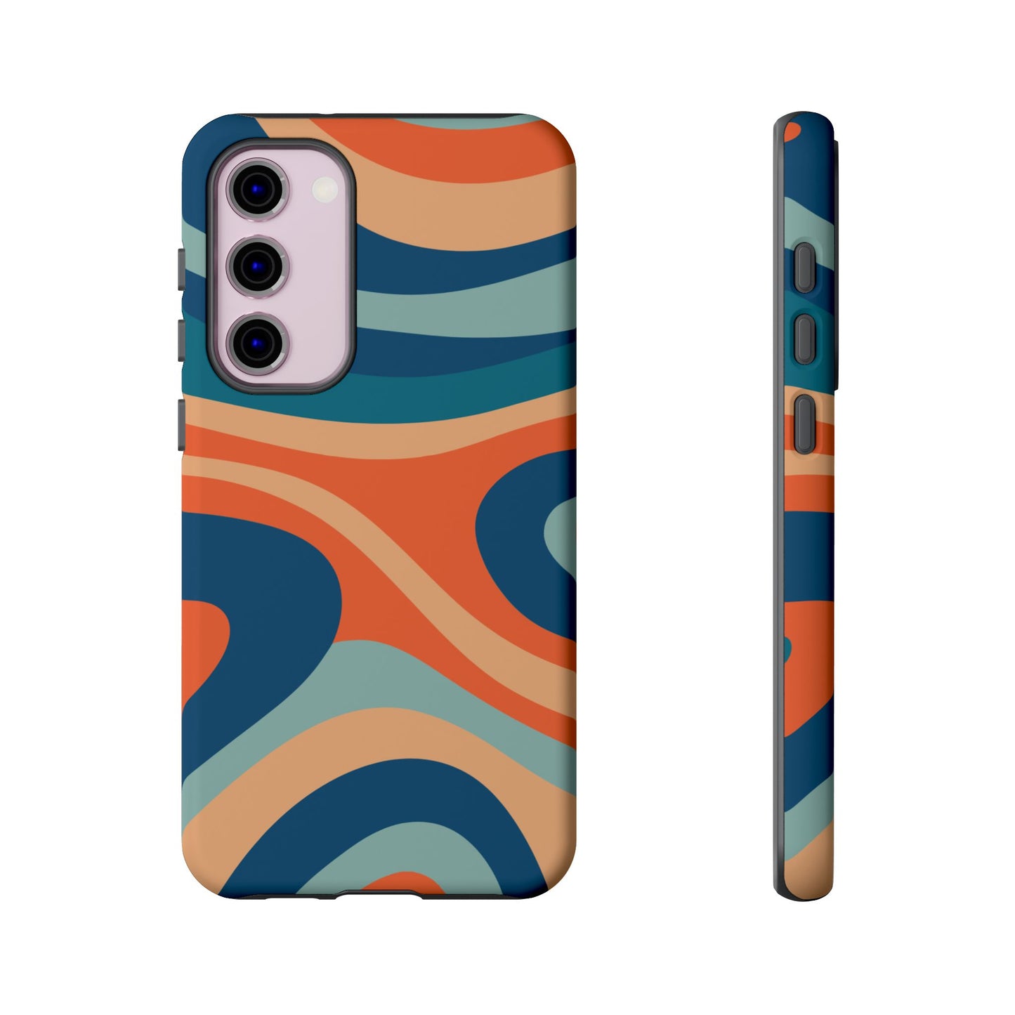Retro Vibe Wavy Stripes Samsung Galaxy Case – 70s-Inspired in Teal, Orange, and Rust