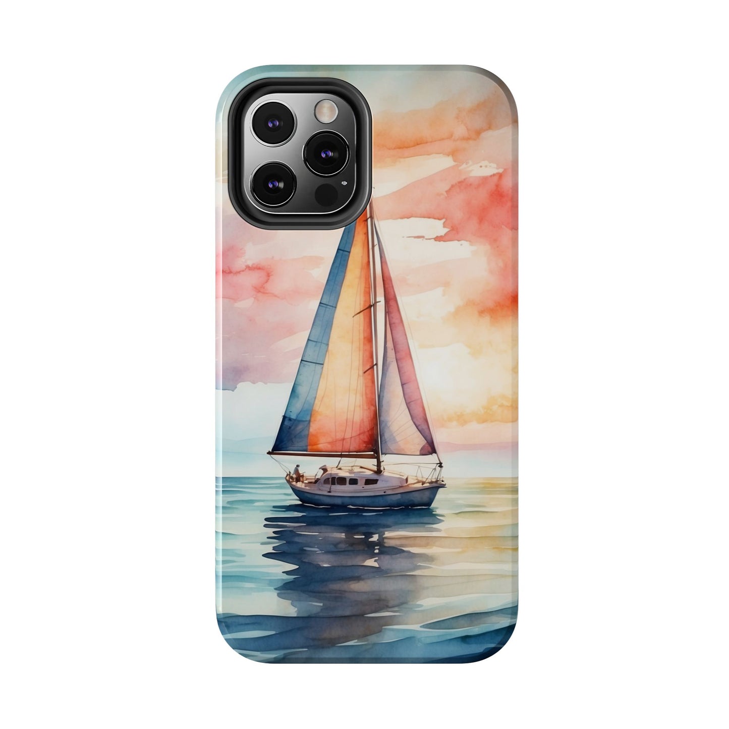 Sailboat Sunset iPhone Case – Vibrant Watercolor Design