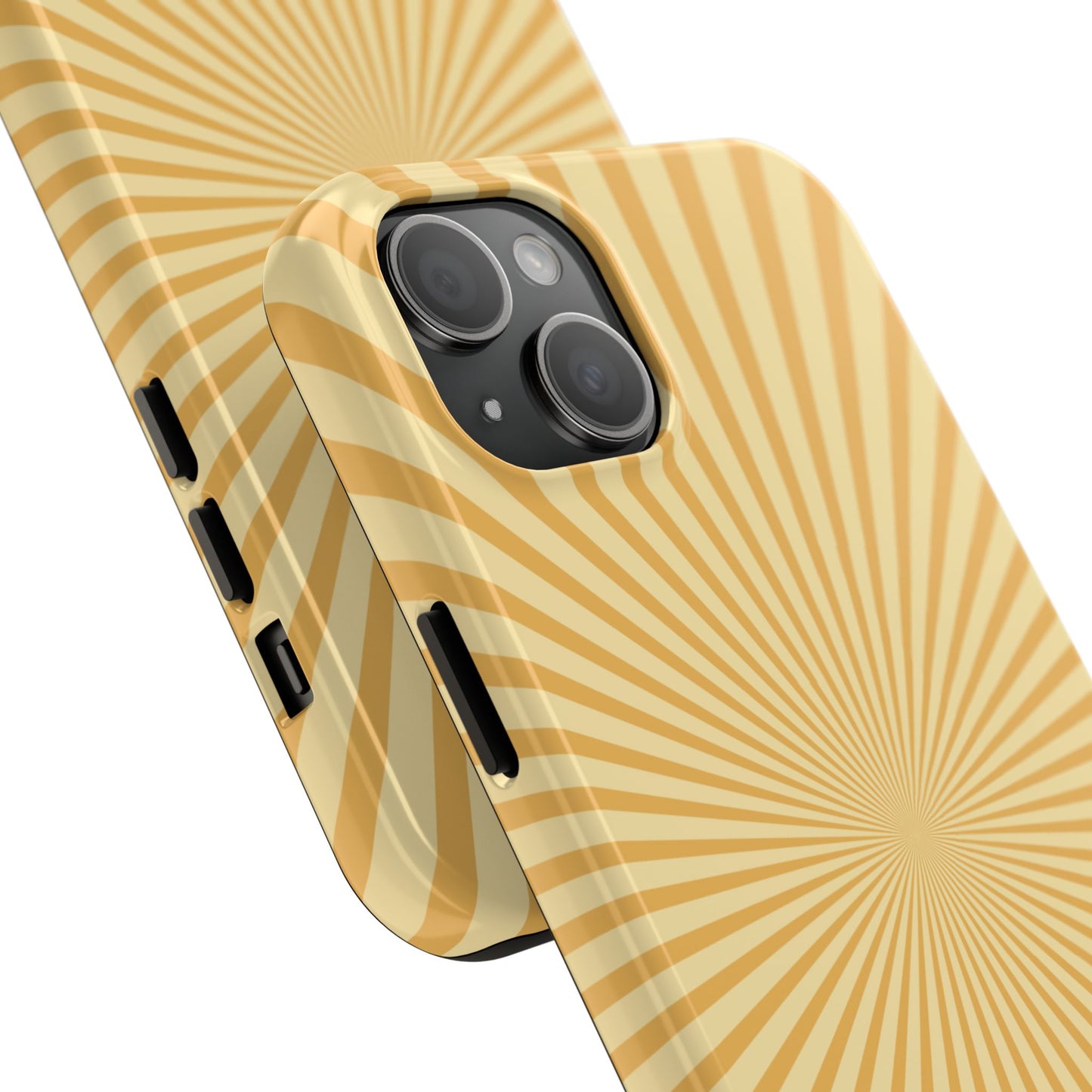 Golden Sunburst iPhone Case – Retro Radiant Design with Dual-Layer Protection