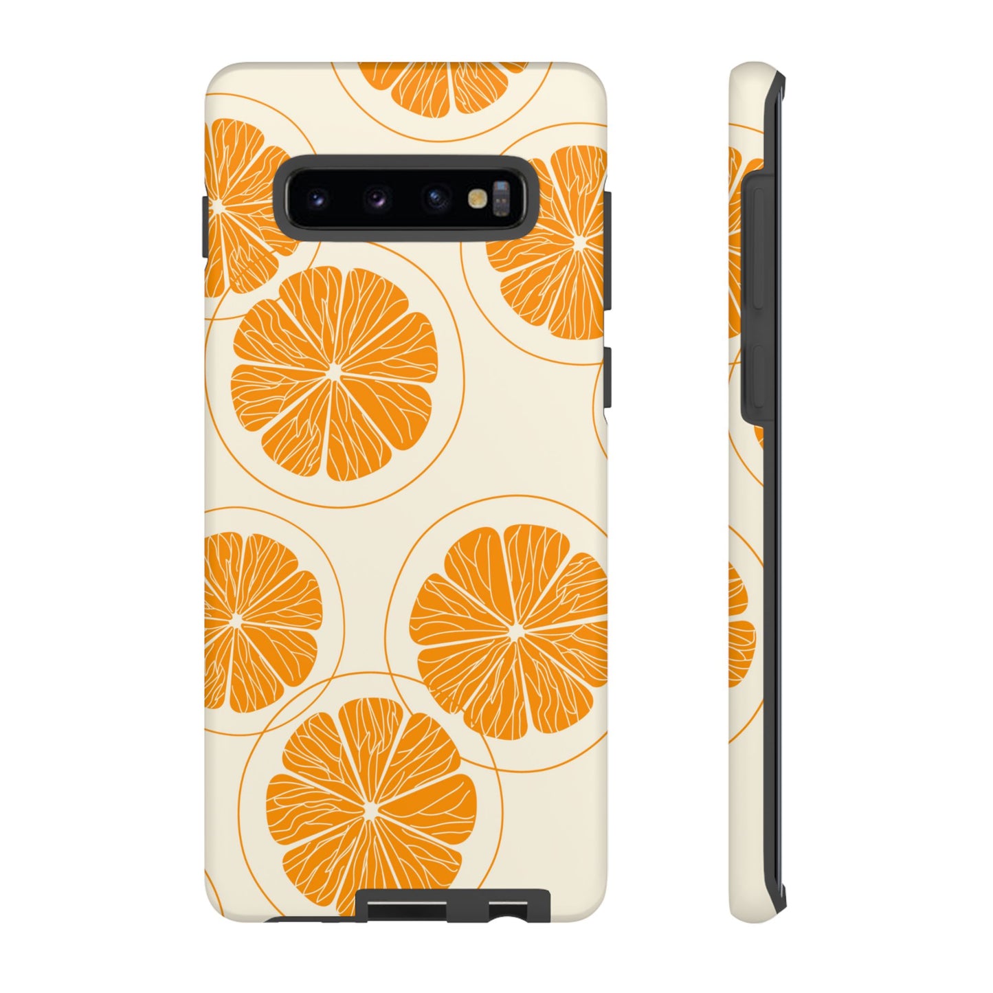 Citrus Burst Pattern Tough Samsung Galaxy  Case – Bold Orange Design, Shockproof Protection