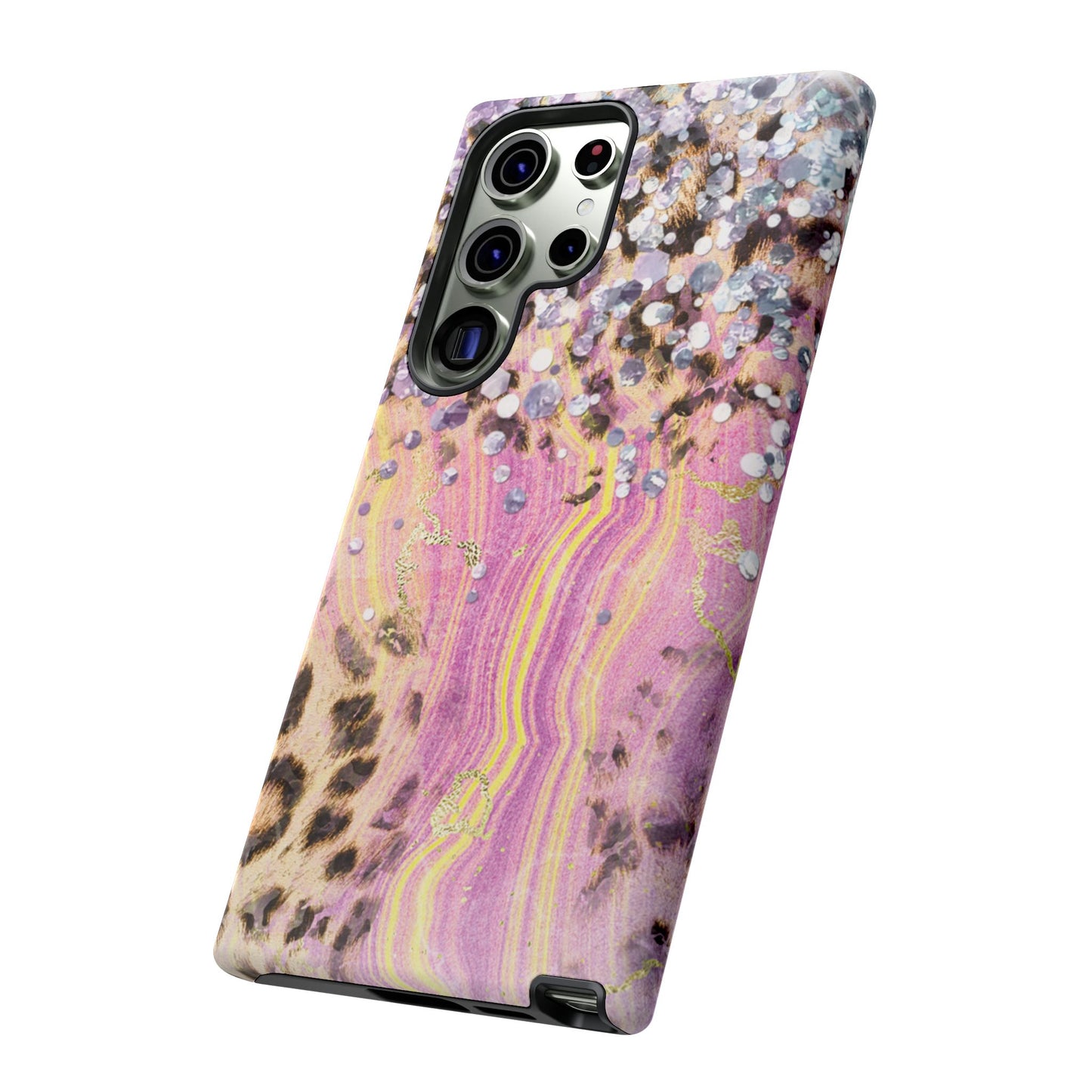 Crystal Glam Leopard - Samsung Galaxy Series Case with Glitter and Gem Accents