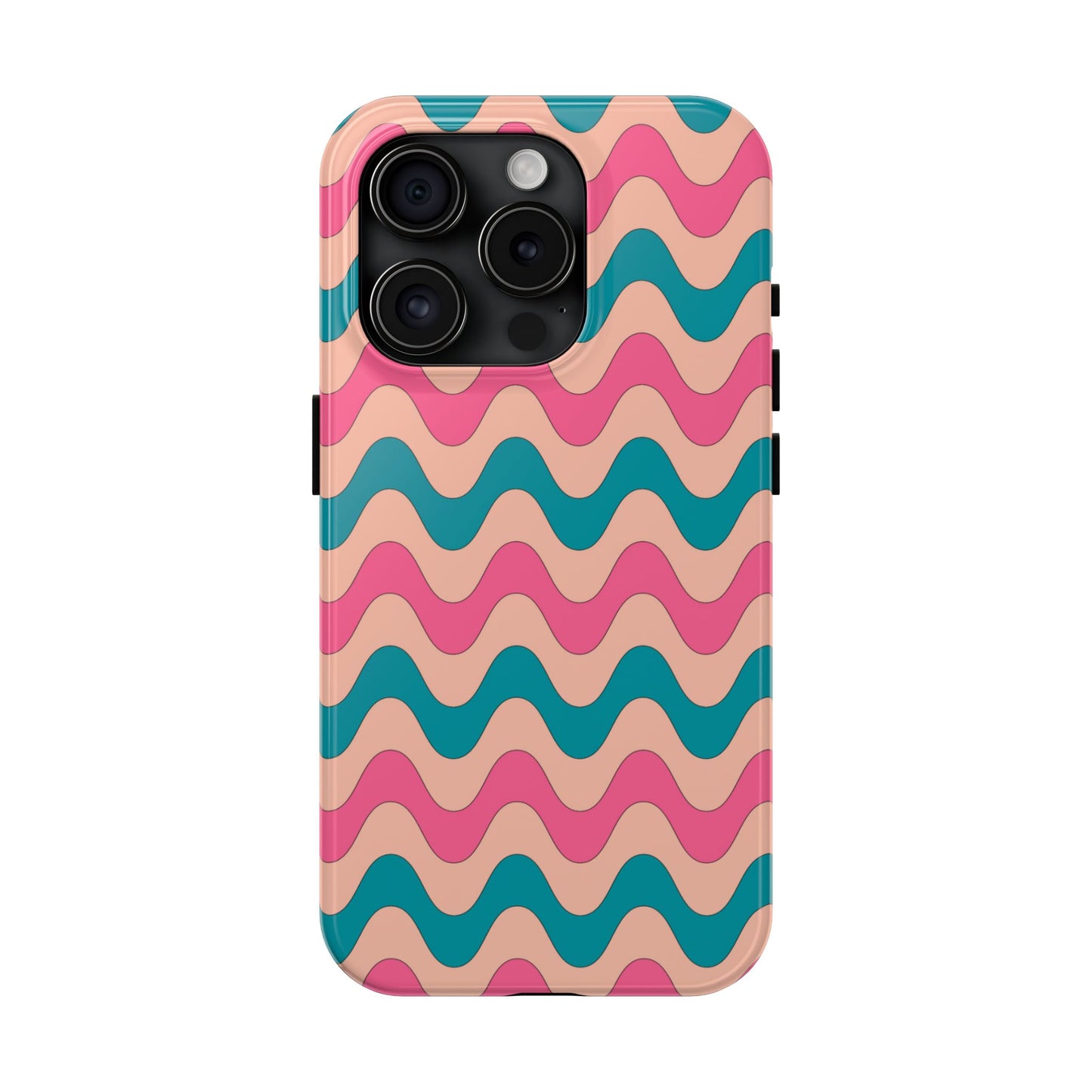 Retro Waves Pattern iPhone Case – Shockproof Design with Dual-Layer Protection