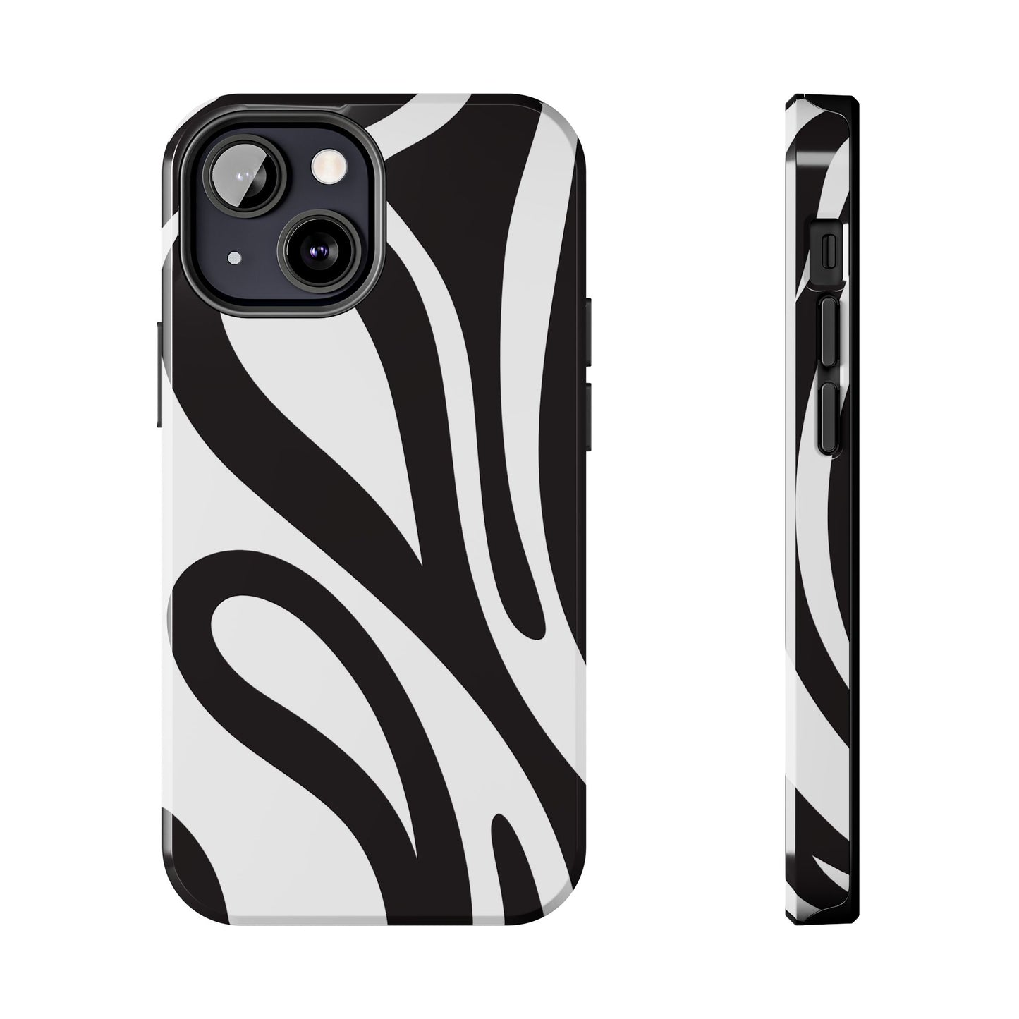 Modern Black and White Abstract Tough iPhone Case – Bold Graphic Pattern with Dual-Layer Protection
