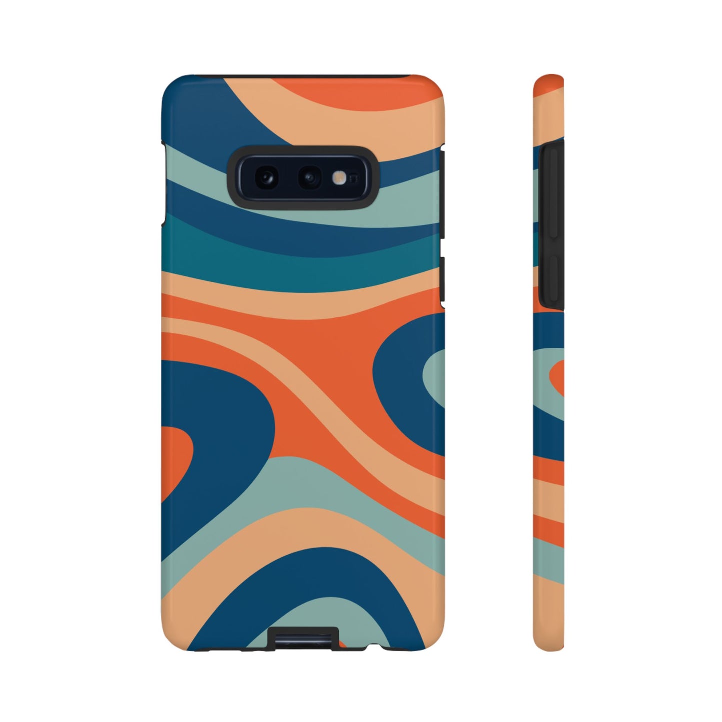 Retro Vibe Wavy Stripes Samsung Galaxy Case – 70s-Inspired in Teal, Orange, and Rust