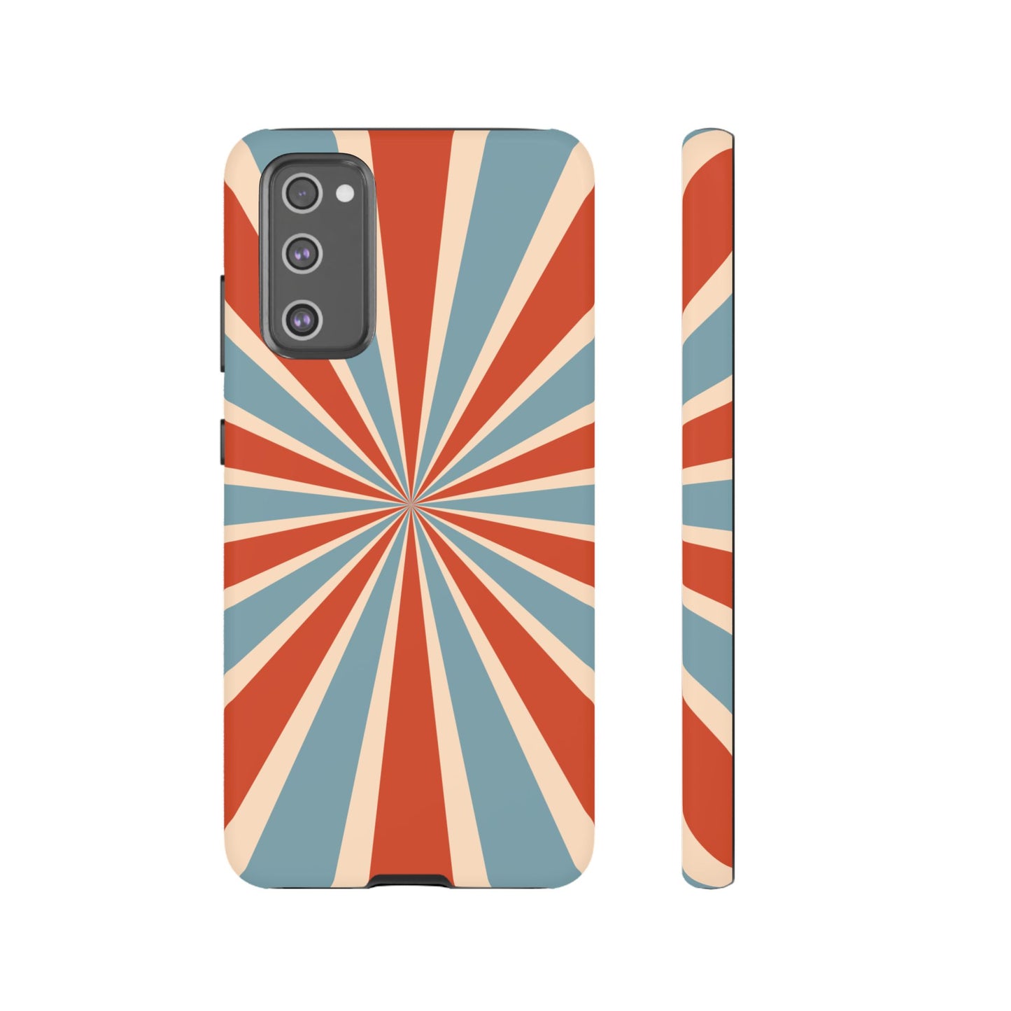 Vintage Blue & Red Sunburst Samsung Galaxy Case – Bold Geometric Pattern, Shock-Resistant Cover