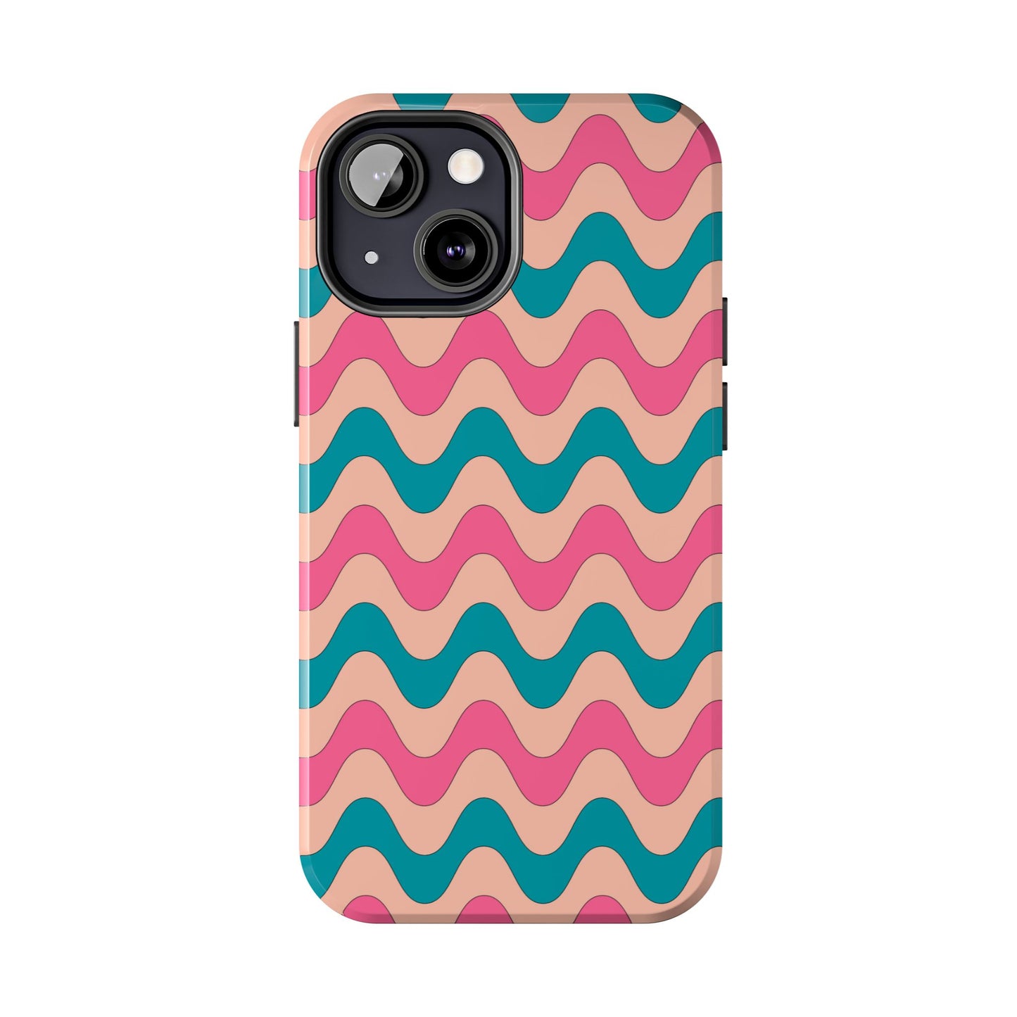 Retro Waves Pattern iPhone Case – Shockproof Design with Dual-Layer Protection
