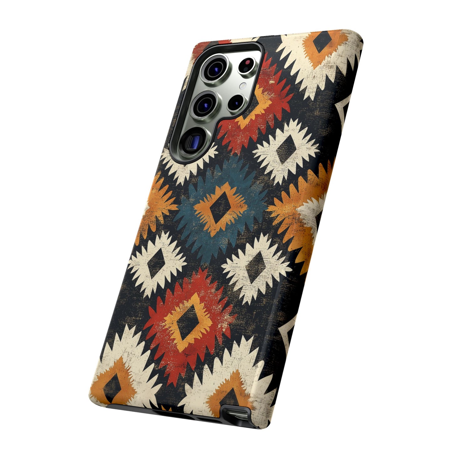 Rustic Tribal Sunburst Tough Samsung Galaxy  Case – Vibrant Geometric Design, Dual-Layer Protection