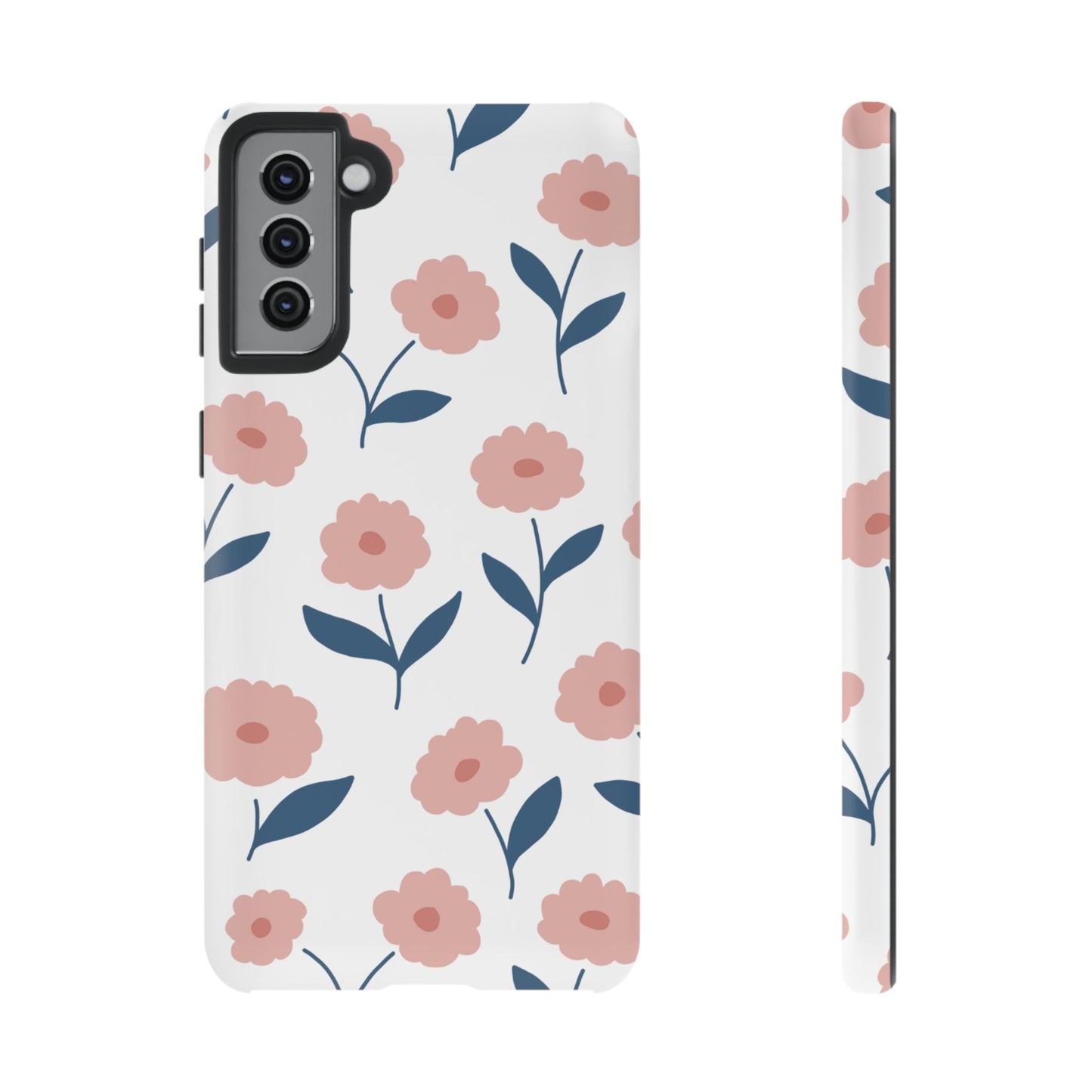 Playful Pink Floral Tough Samsung Galaxy Case – Soft Pastel Design, Slim & Shockproof