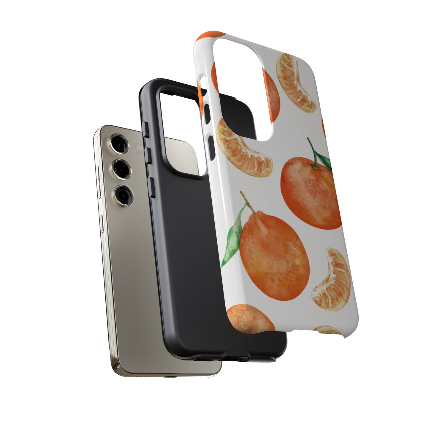 Tangerine Dreams Tough Samsung Galaxy Case – Watercolor Orange Design, Shockproof Dual Protection