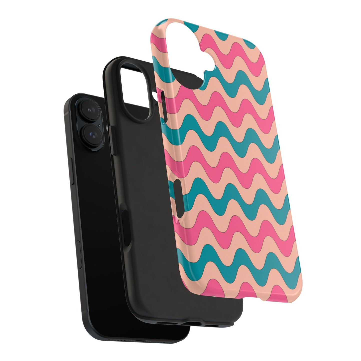 Retro Waves Pattern iPhone Case – Shockproof Design with Dual-Layer Protection