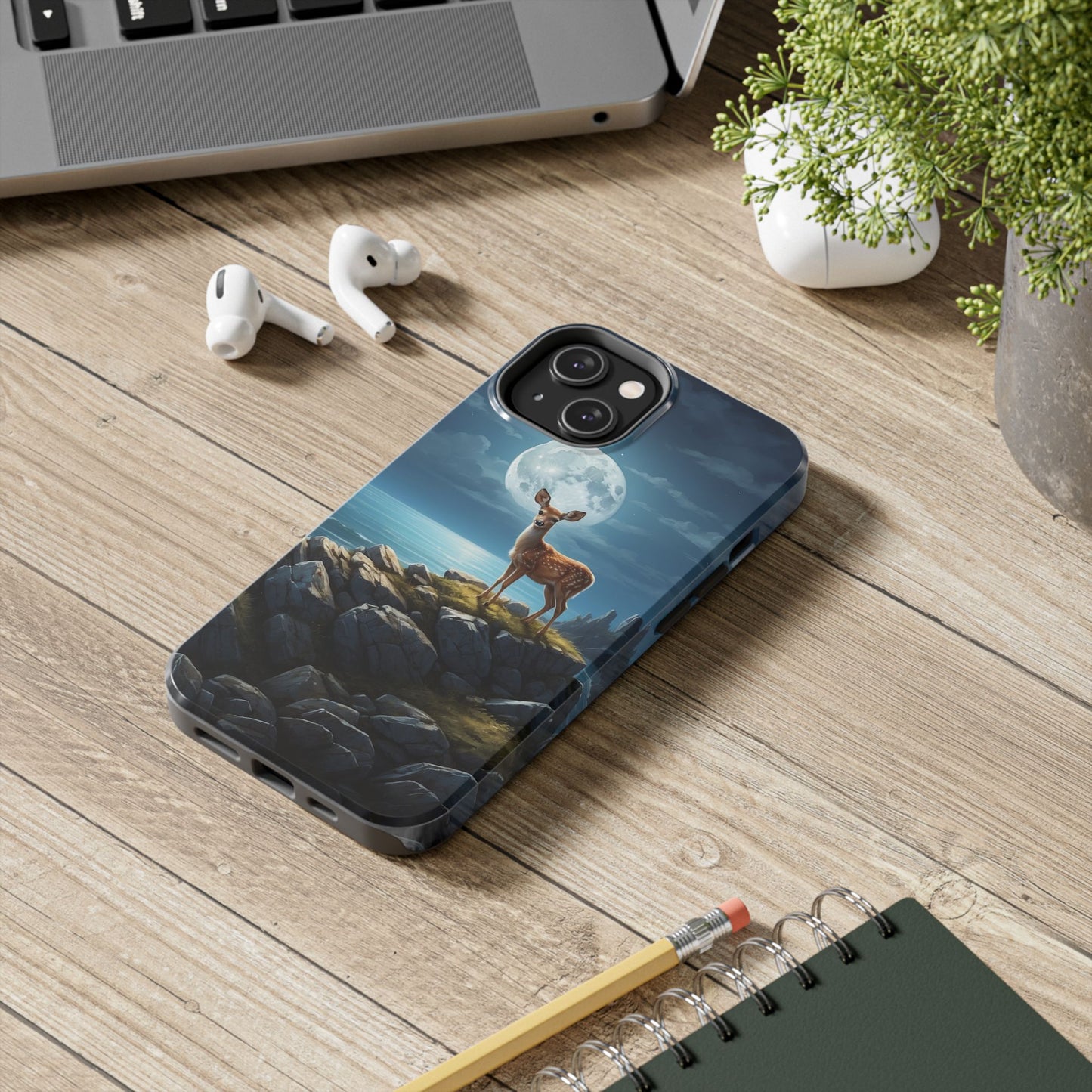Enchanted Fawn Under the Moonlit Sky iPhone Case