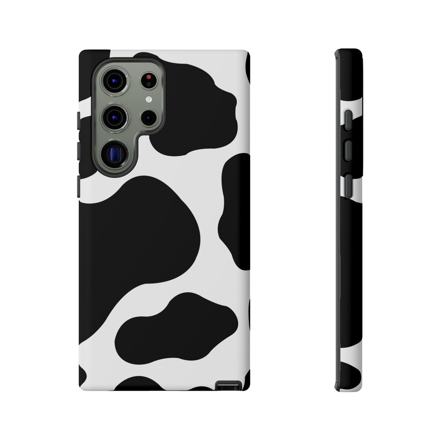 Chic Cow Print Tough Samsung Galaxy Case – Trendy Monochrome Animal Pattern with Dual-Layer Protection