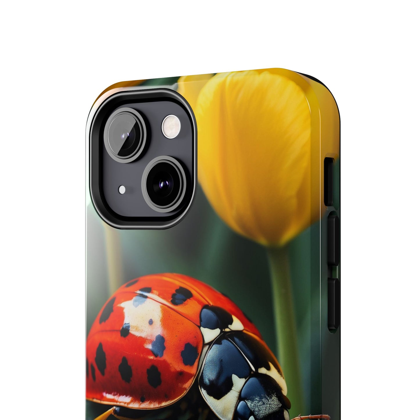 iPhone Case: Vibrant Ladybug Amidst a Lush Yellow Flower Garden