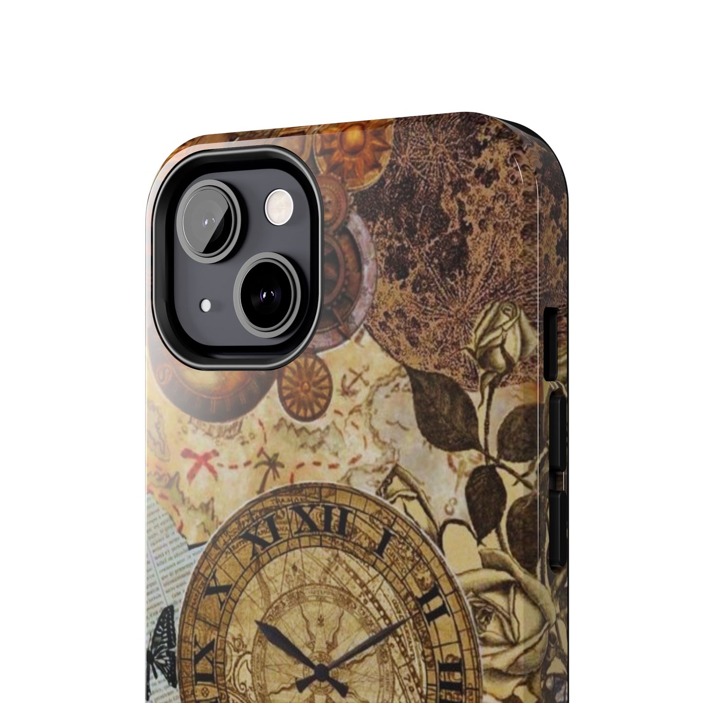 Steampunk Vintage Adventure iPhone Case – Dual - Layer Protection with Antique Map and Clock Design - BOGO Cases
