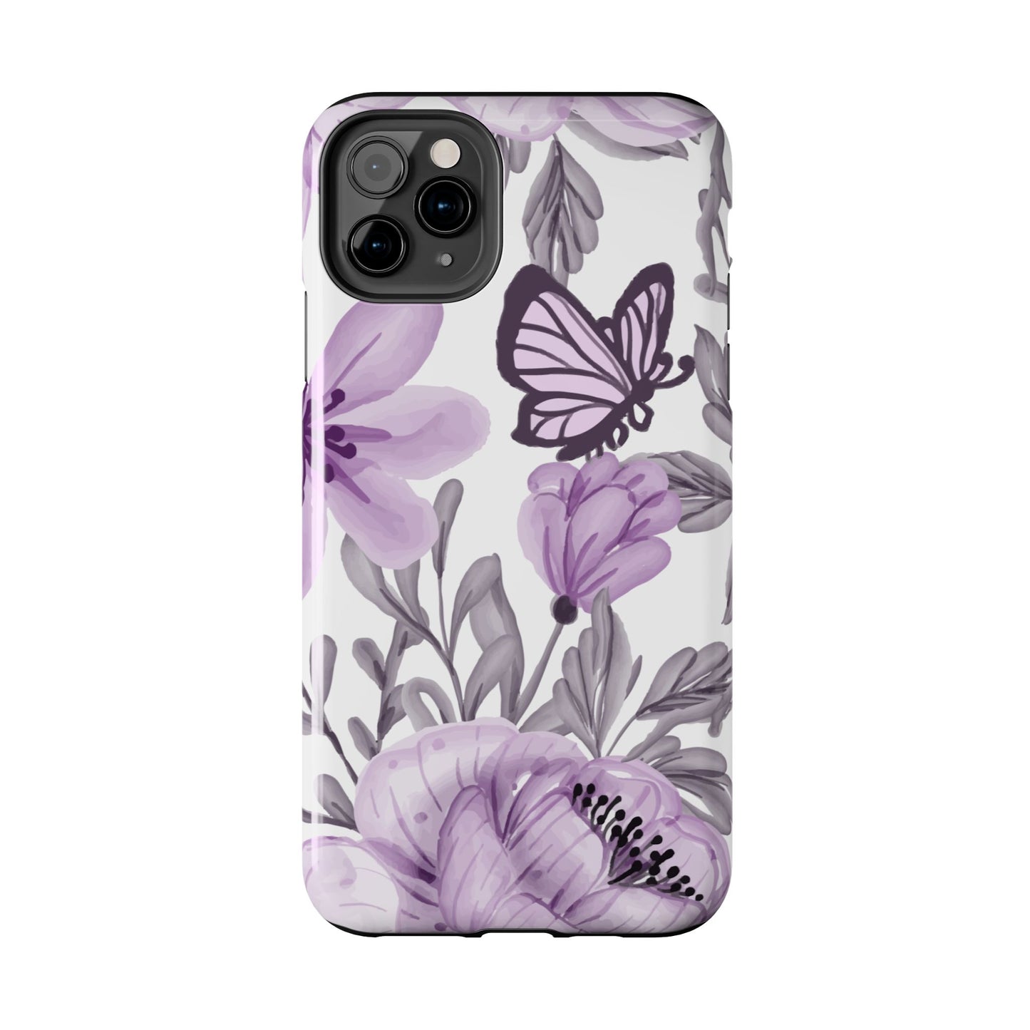 Lavender Bloom Butterfly iPhone Case – Delicate Floral Design with Watercolor Details