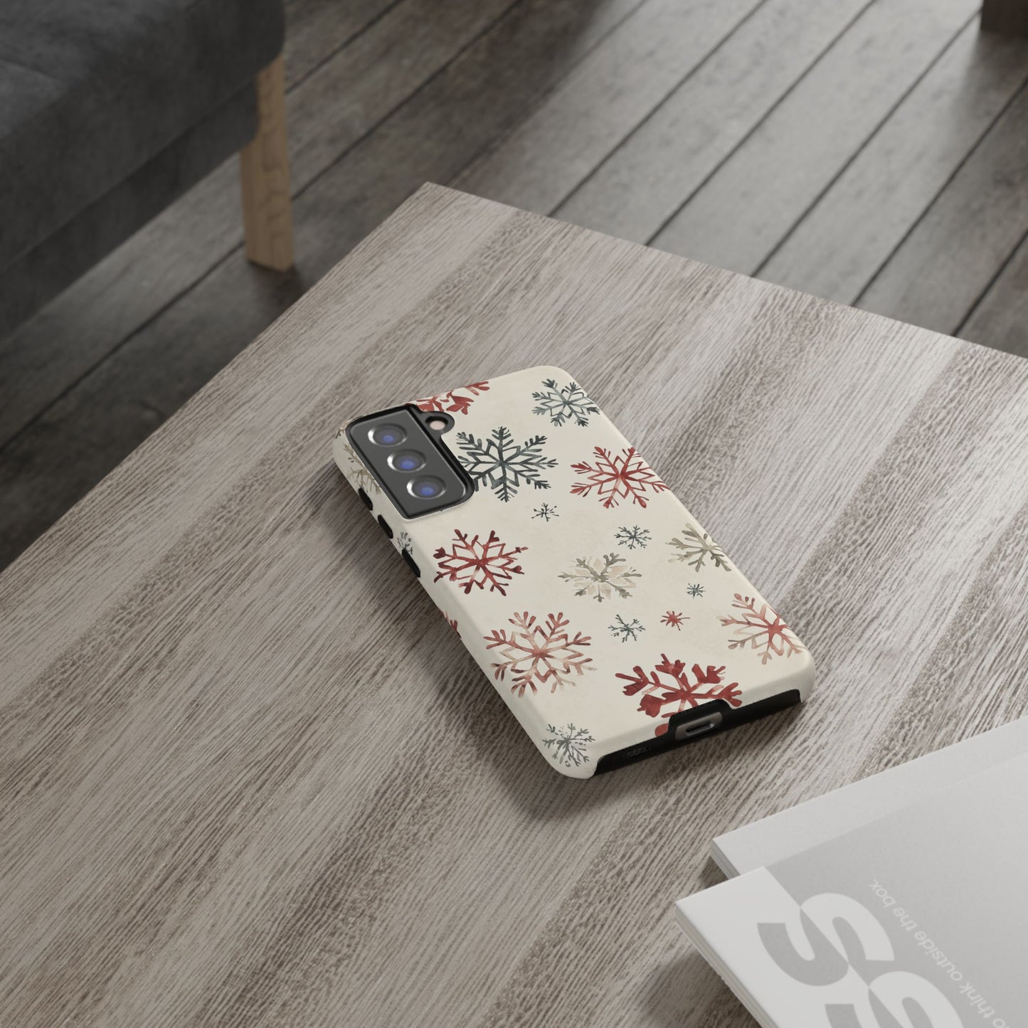Vintage Red and Gray Snowflake Pattern – Samsung Galaxy Series Case