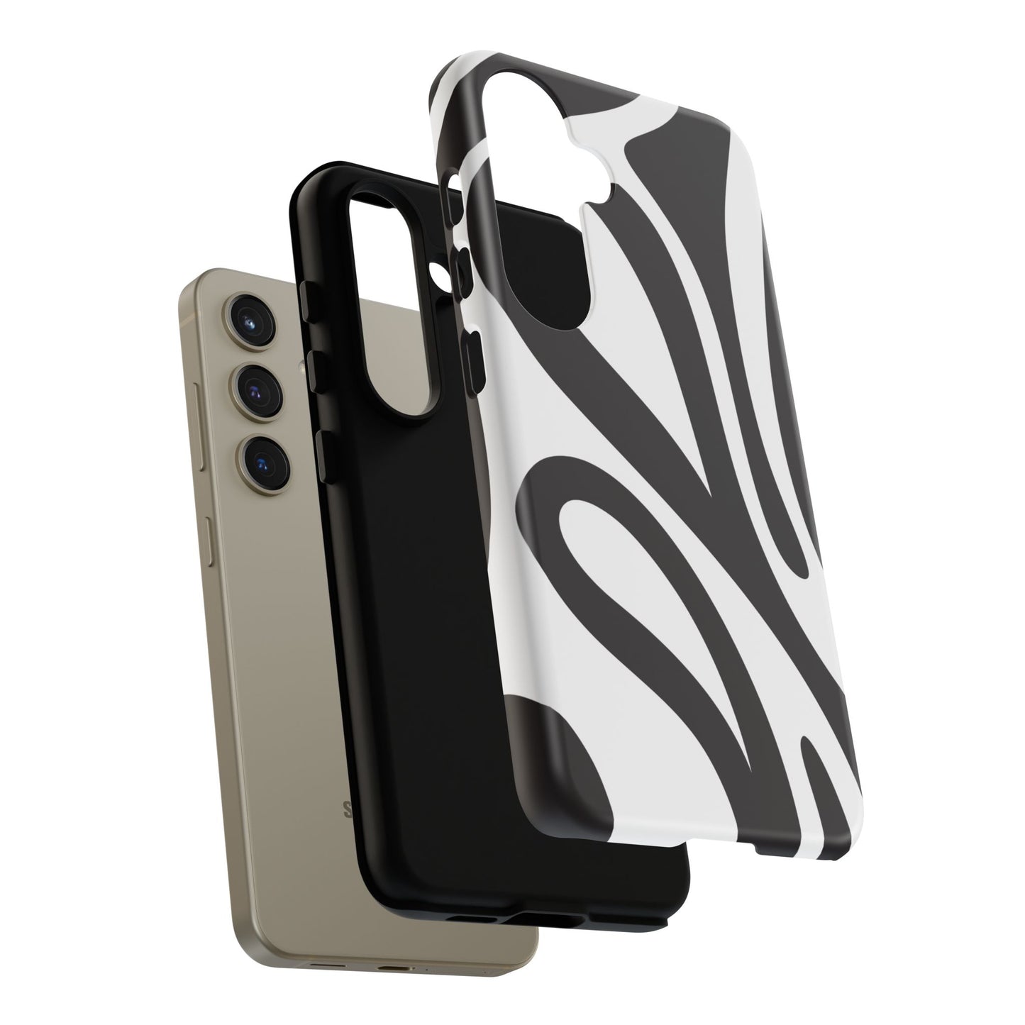 Modern Black and White Abstract Tough Samsung Galaxy Case – Bold Graphic Pattern with Dual-Layer Protection