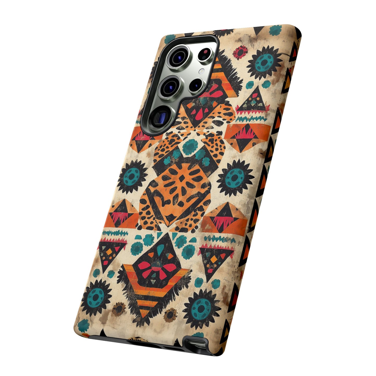 Bohemian Leopard & Tribal Floral Tough Samsung Galaxy Case – Vibrant Eclectic Design, Dual-Layer Protection