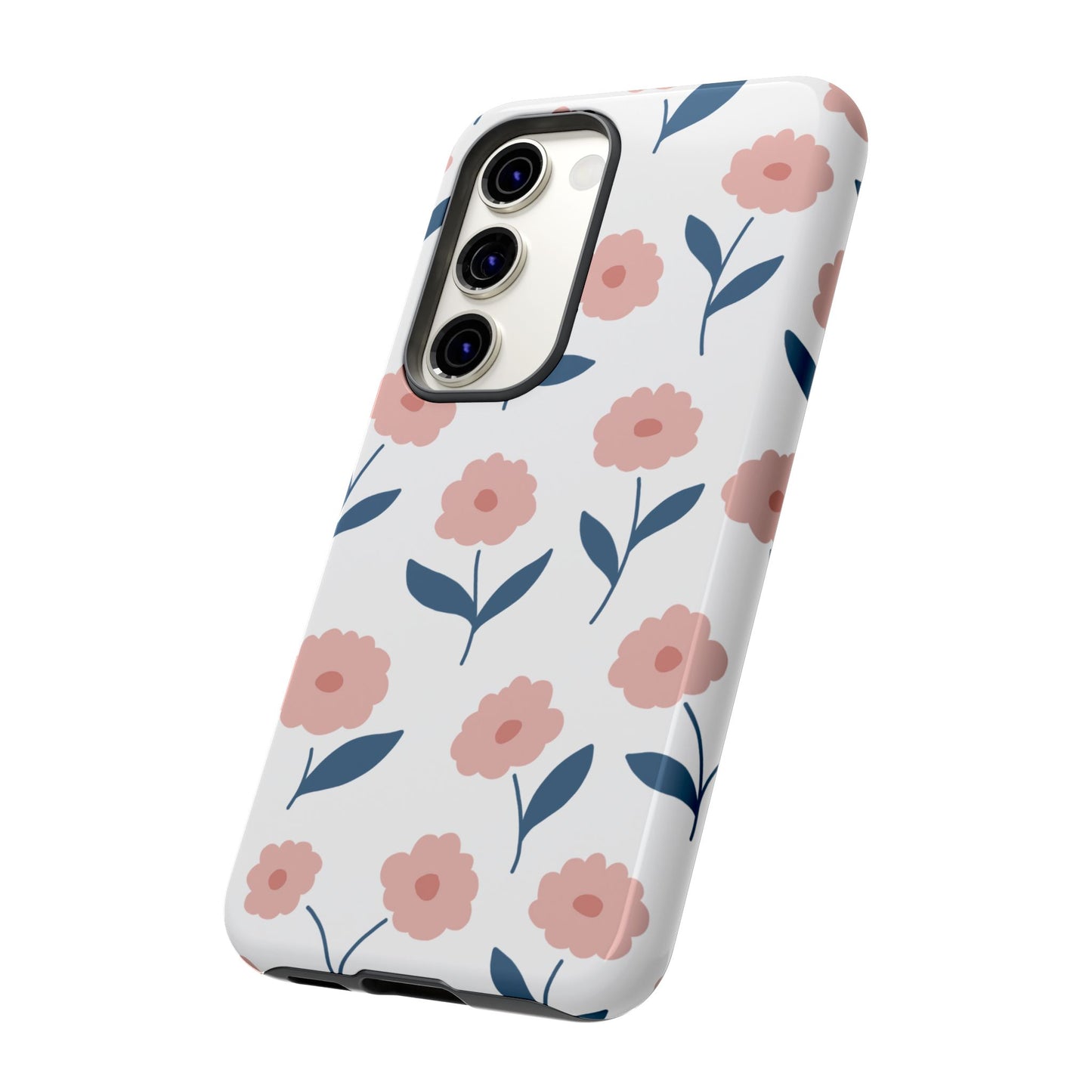 Playful Pink Floral Tough Samsung Galaxy Case – Soft Pastel Design, Slim & Shockproof