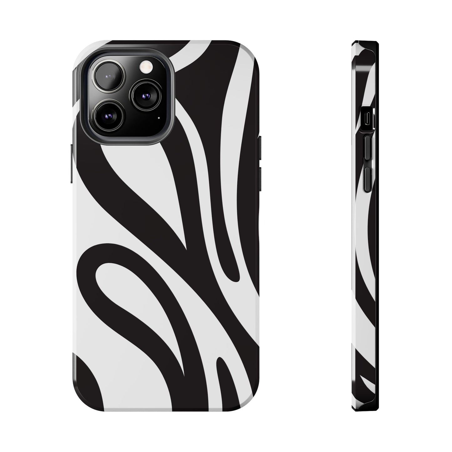 Modern Black and White Abstract Tough iPhone Case – Bold Graphic Pattern with Dual-Layer Protection