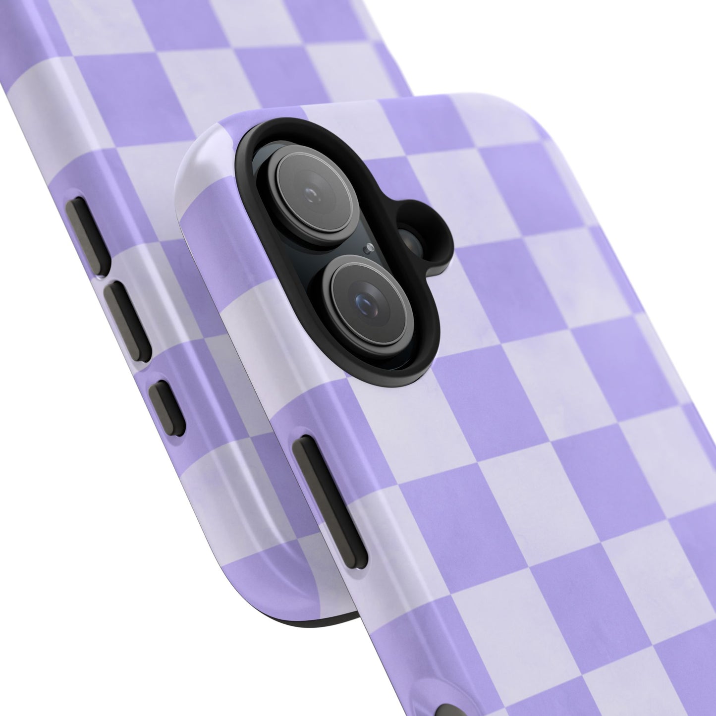 Lavender Checkerboard iPhone Case – Shockproof, Smooth Matte Finish, Dual-Layer Design