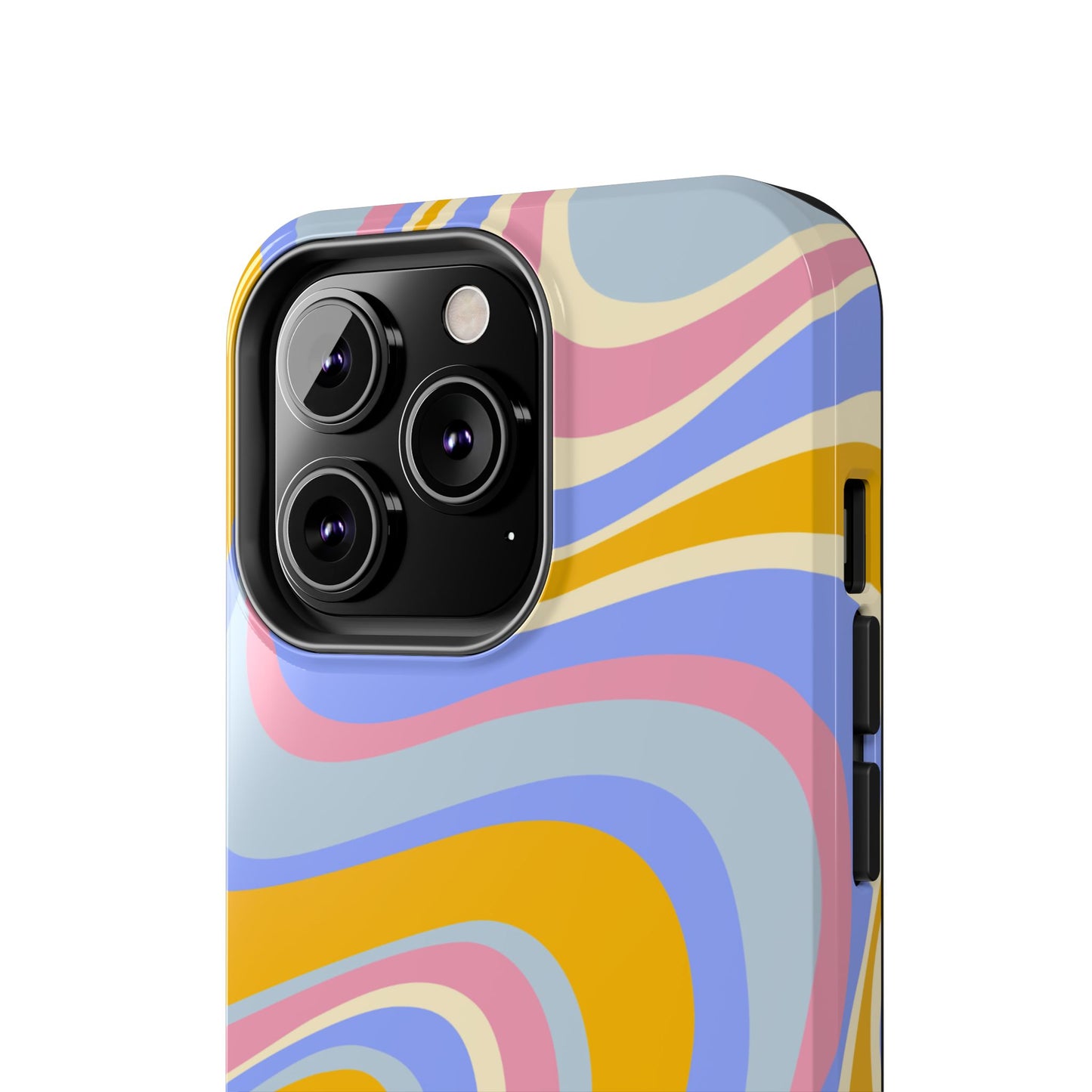 Groovy Pastel Waves iPhone Case – 70s-Inspired Design with Dual-Layer Protection