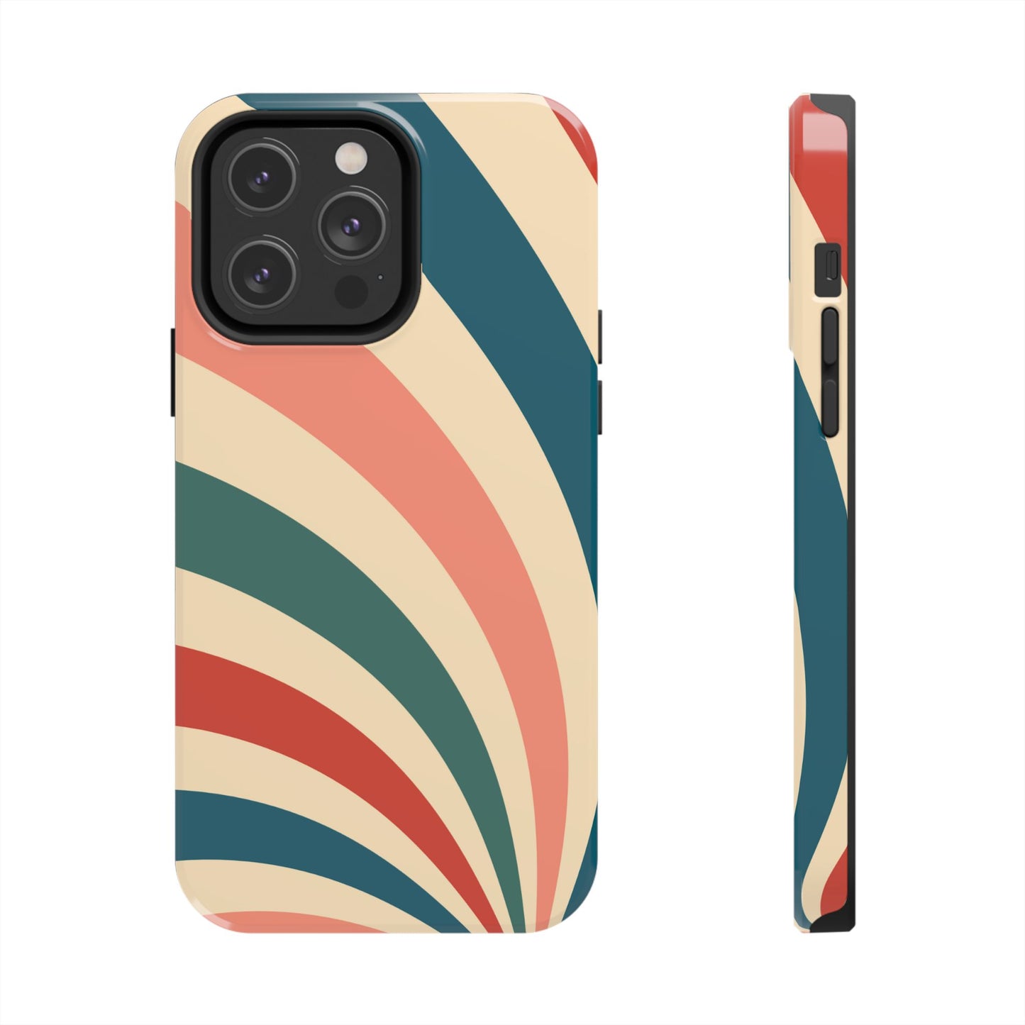 Retro Sunburst Swirl iPhone Case – Dual-Layer Protection with Bold 70s Vibes