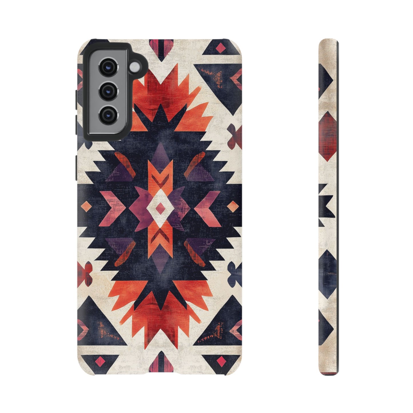 Boho Tribal Starburst Tough Samsung Galaxy  Case – Vibrant Geometric Design, Dual-Layer Protection