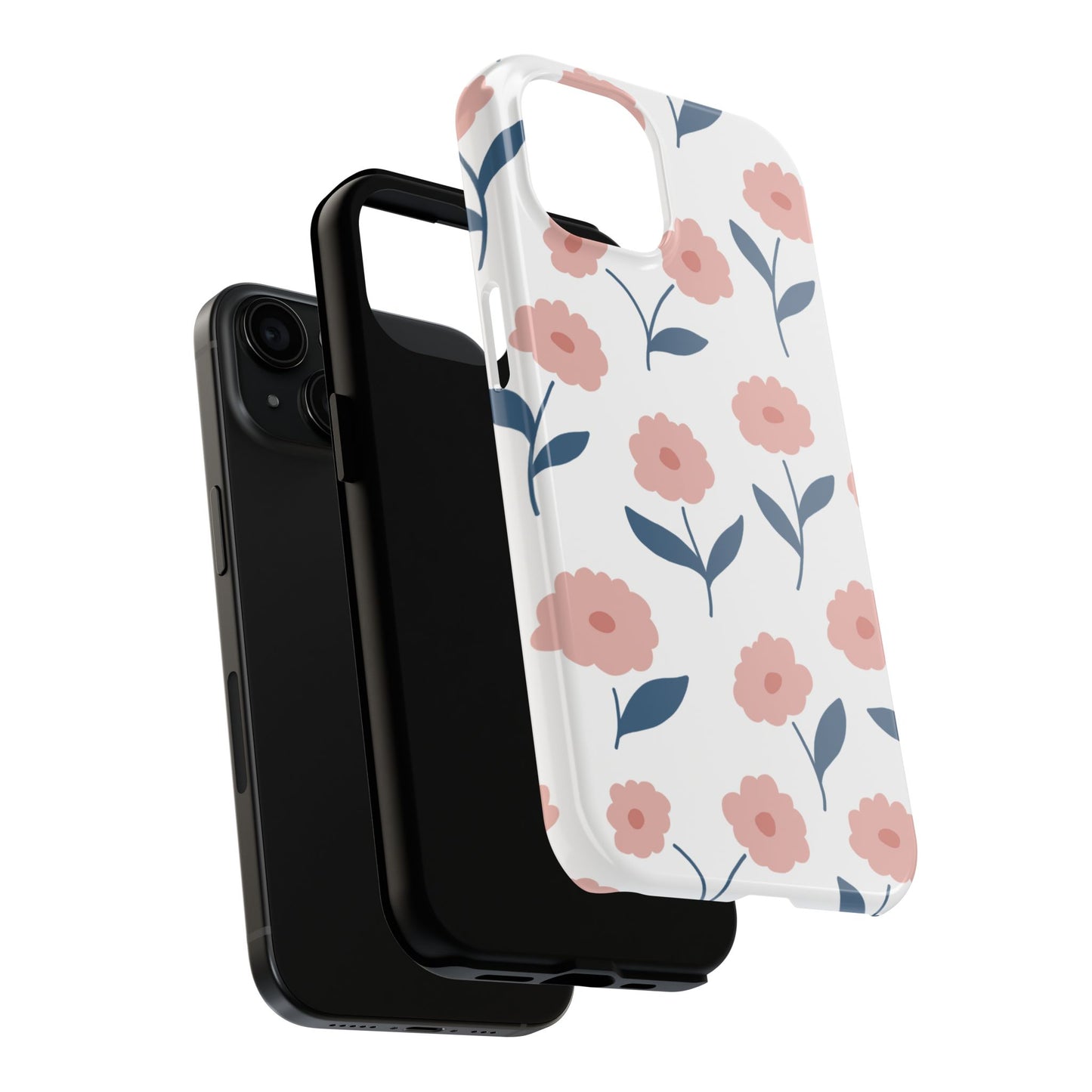 Playful Pink Floral Tough iPhone Case – Soft Pastel Design, Slim & Shockproof - BOGO Cases