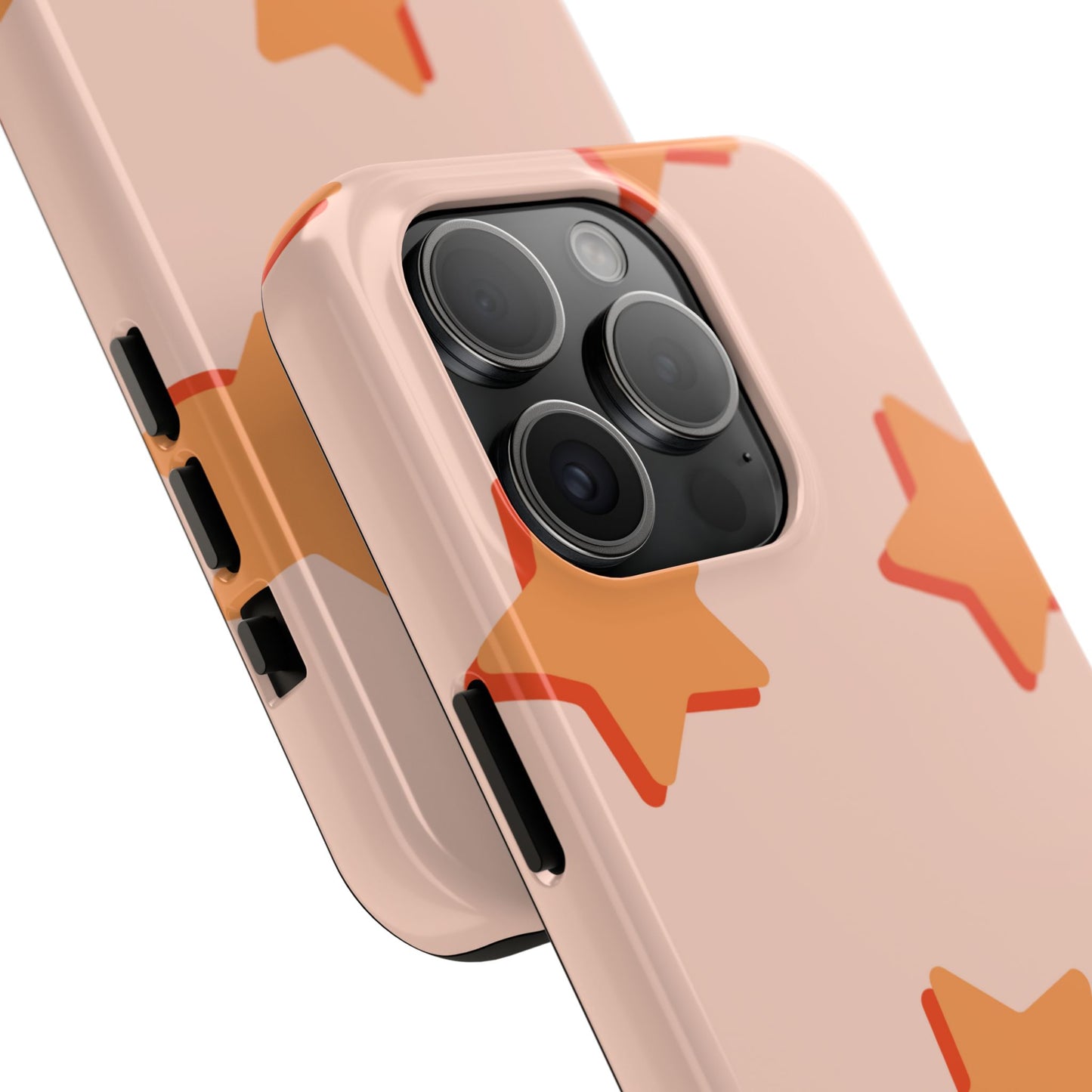 Retro Orange Stars iPhone Case – Shock-Resistant, Smooth Matte Finish, Dual-Layer Design