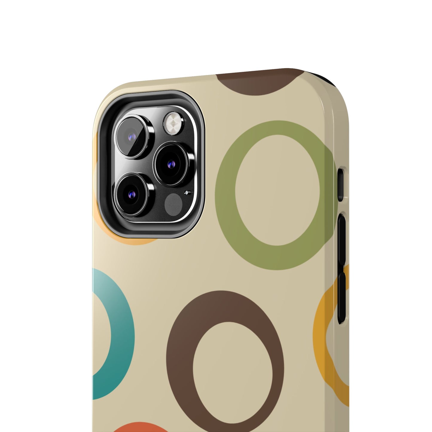 Retro Colorful Rings iPhone Case – Shockproof, Matte Finish, Dual-Layer Protection