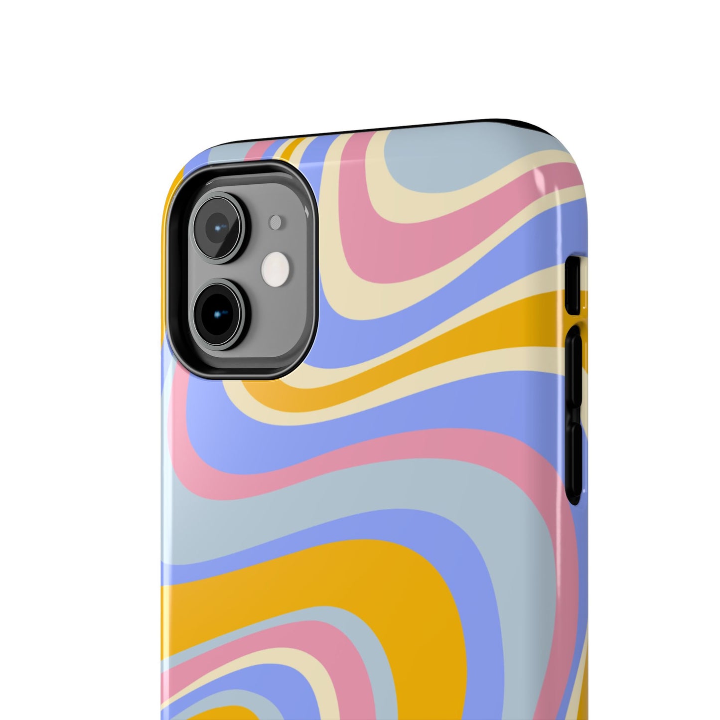 Groovy Pastel Waves iPhone Case – 70s-Inspired Design with Dual-Layer Protection