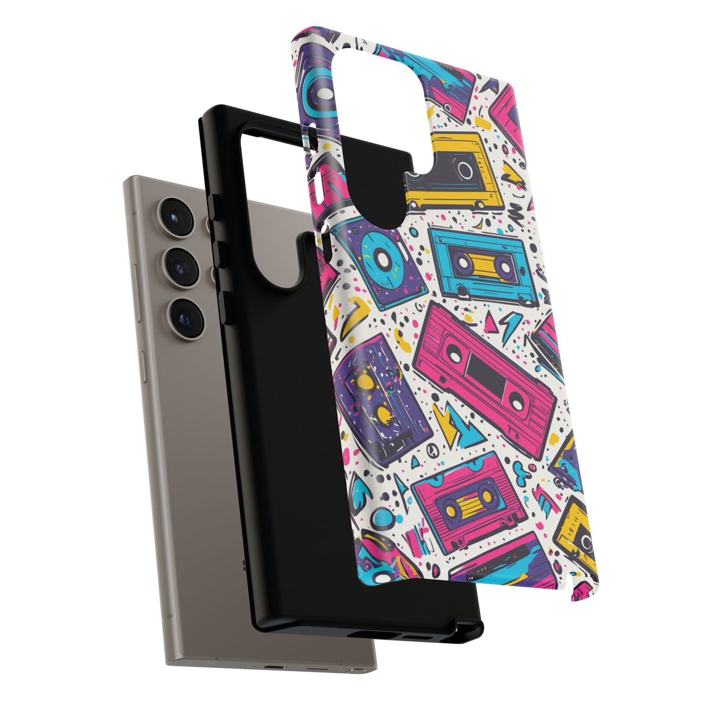 Retro Cassette Vibes Tough Samsung Galaxy  Case – Bold 80s Tape Design, Shockproof Protection