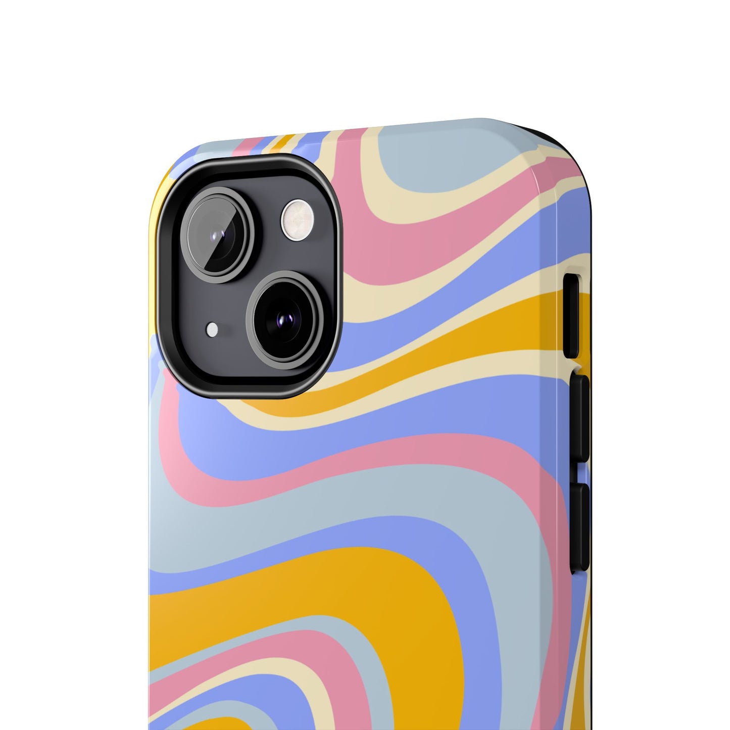 Groovy Pastel Waves iPhone Case – 70s-Inspired Design with Dual-Layer Protection