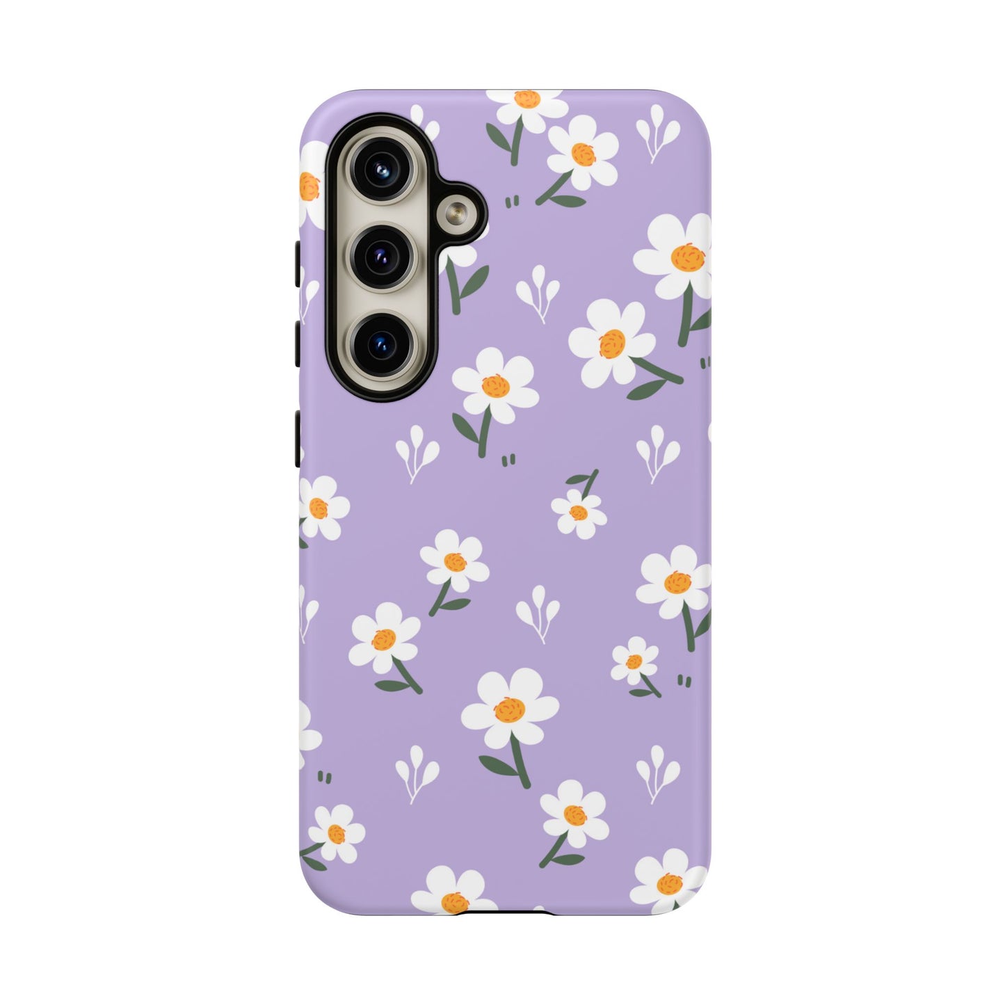 Purple Daisy Garden Samsung Galaxy Case – Soft Lavender Background, Shockproof Protection with Slim Fit