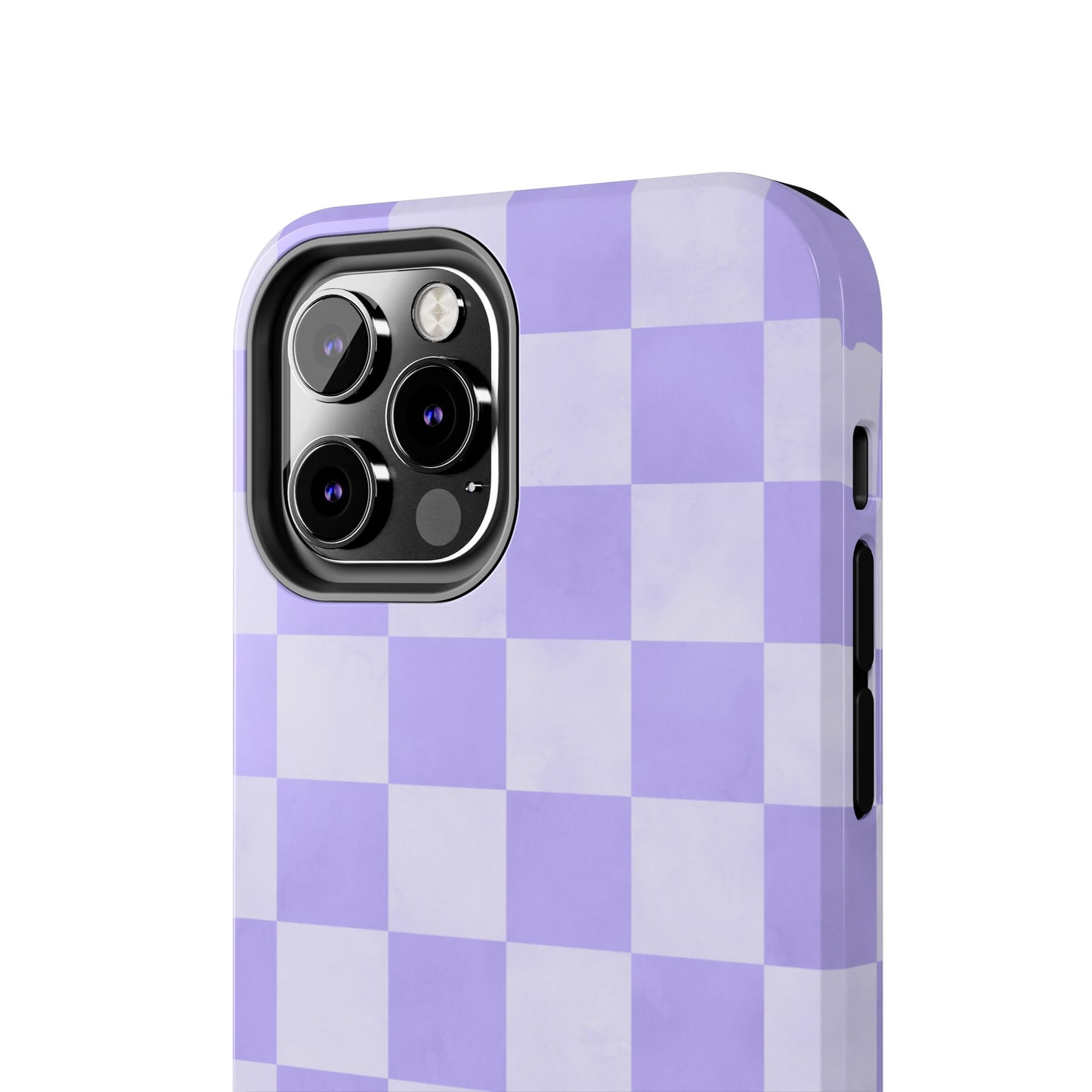 Lavender Checkerboard iPhone Case – Shockproof, Smooth Matte Finish, Dual-Layer Design