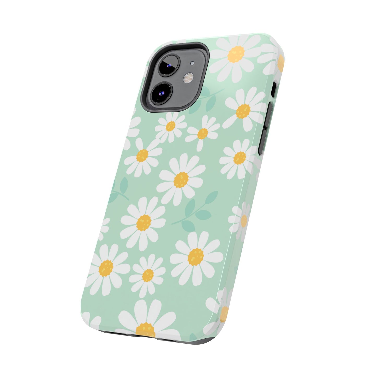Pastel Daisy iPhone Case – Soft Mint Green Floral Design, Slim and Durable - BOGO Cases