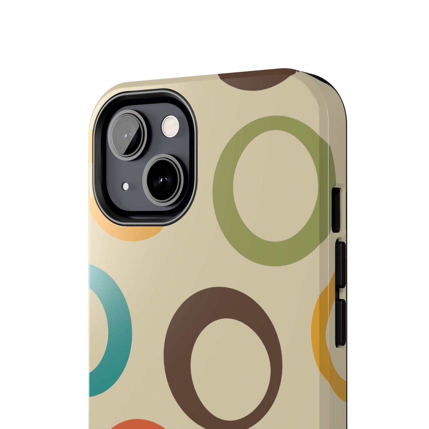 Retro Colorful Rings iPhone Case – Shockproof, Matte Finish, Dual-Layer Protection