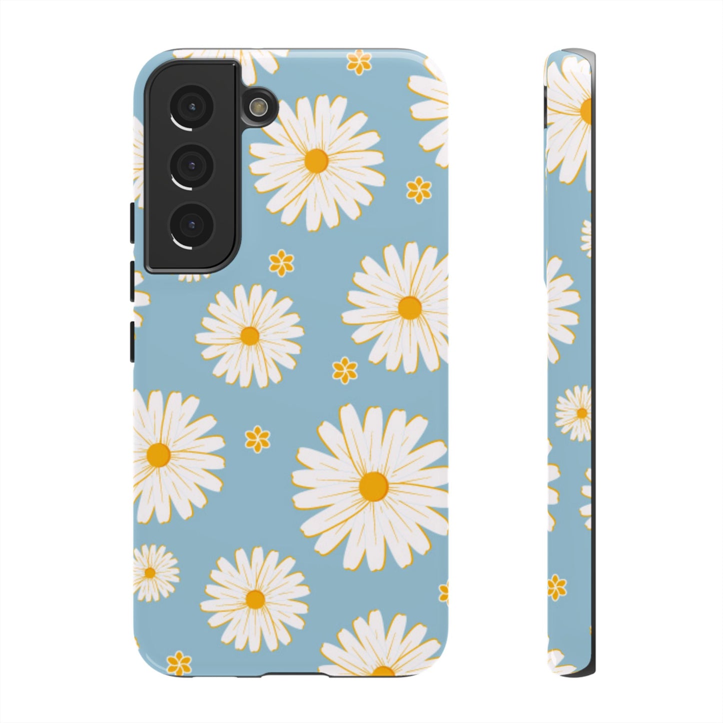 Bright Daisy Samsung Galaxy Case – Light Blue Background, Shockproof and Slim Design