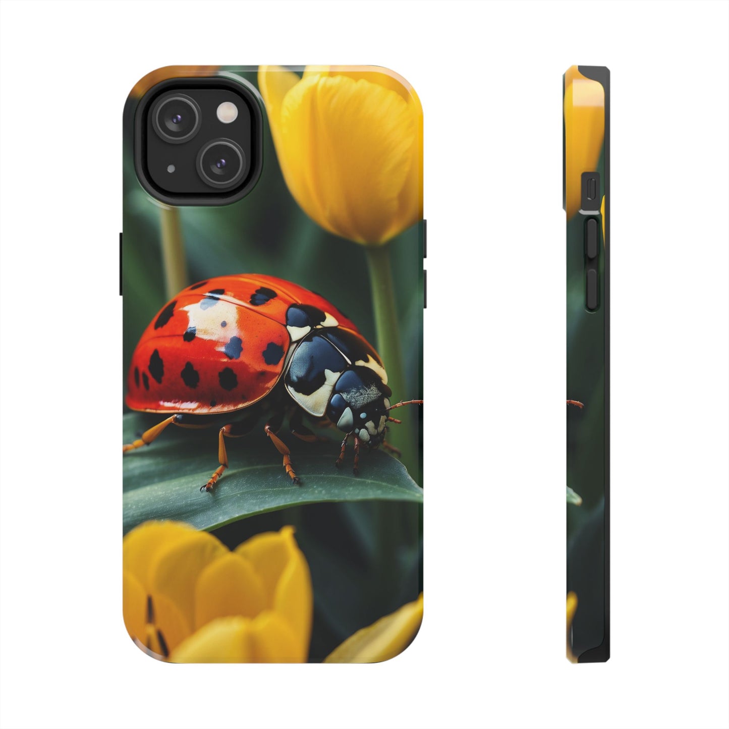 iPhone Case: Vibrant Ladybug Amidst a Lush Yellow Flower Garden