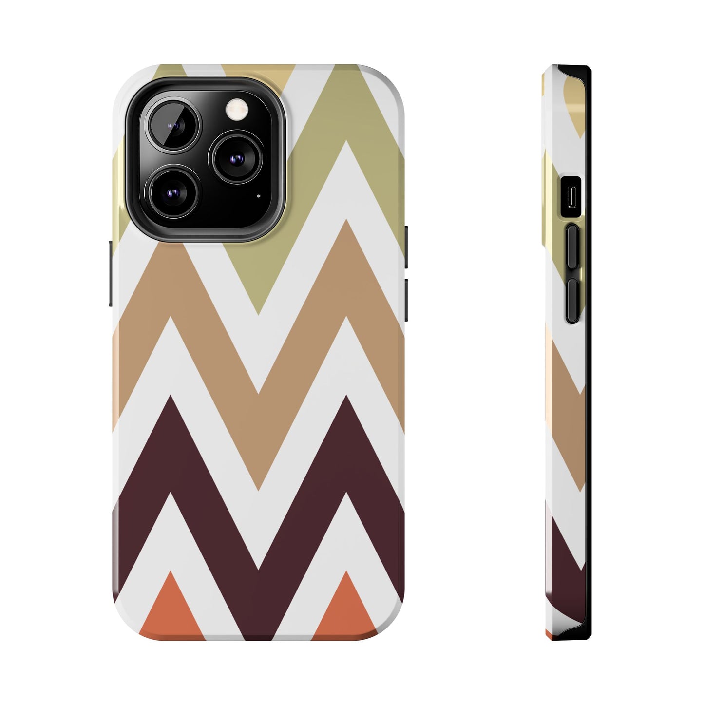 Earthy Chevron iPhone Case – Boho-Inspired Design with Dual-Layer Protection